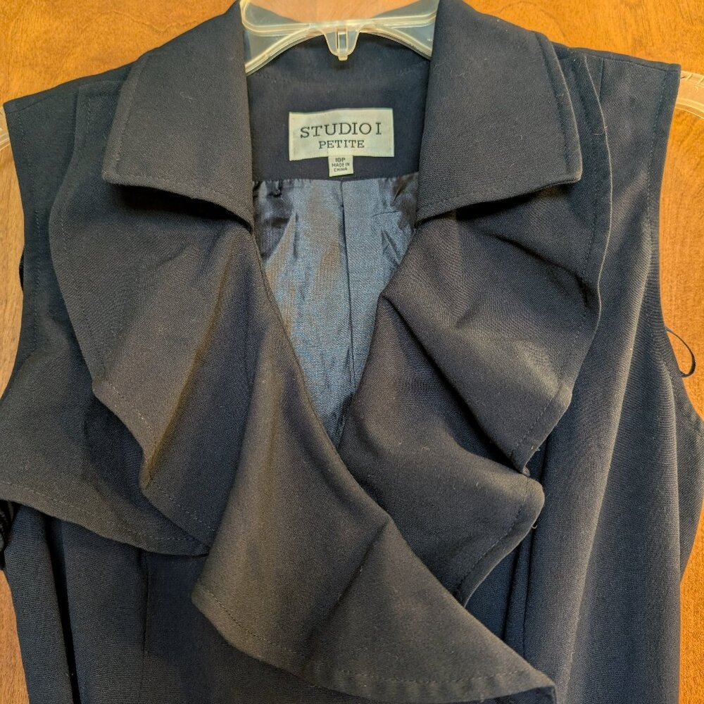 Studio One Navy Ruffled Midi Dress - Picture 2 of 6